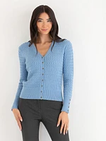 V-Neck Cable Knit Cardigan