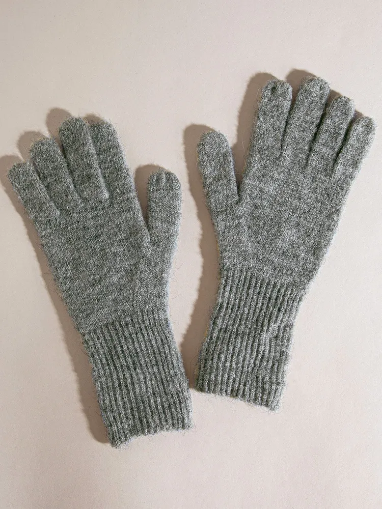 Alpaca Wool-Blend Knit Gloves