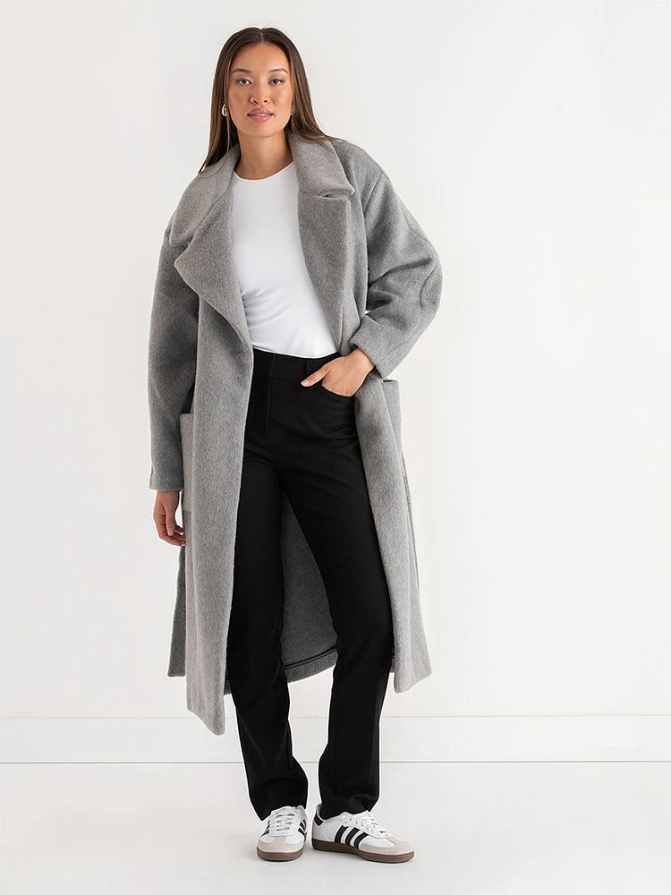 Double Faced Wool Wrap Coat