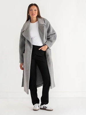 Double Faced Wool Wrap Coat