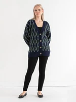 Argyle Button Front Cardigan