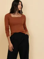 Square Neck Ribbed Sweater