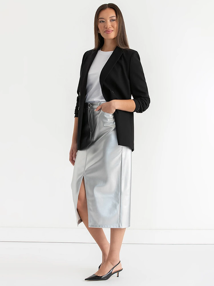 Silver Midi Skirt