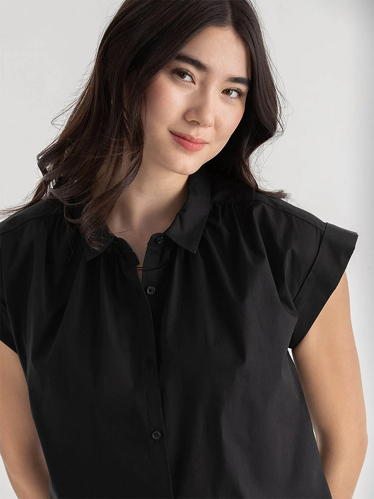 Relaxed Fit Button Up Blouse