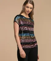 Mixed Media Sequin Top