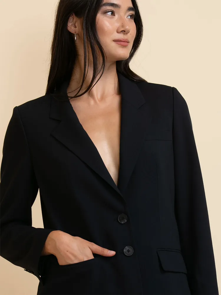 Double Button Relaxed Blazer Luxe Tailored