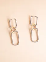 Chain-Link Drop Earrings with Gold Circle