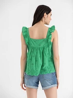 Cotton Ruffle Tank Blouse