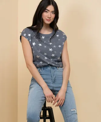 Extend Sleeve Rib-Trim T-Shirt