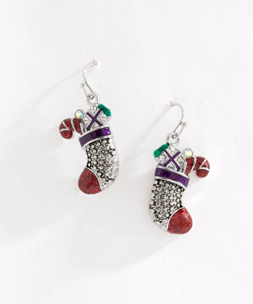 Silver Stocking Earring