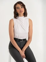 Sleeveless Cowl Mock Neck Top