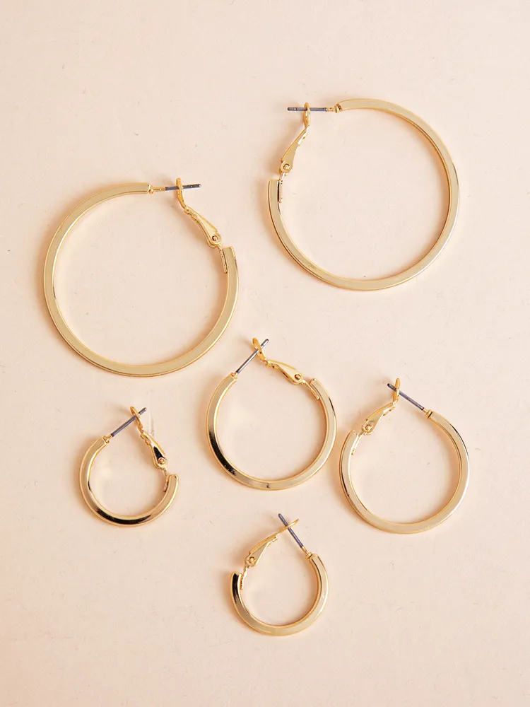 Trio Pack of Classic 14K Gold Hoops