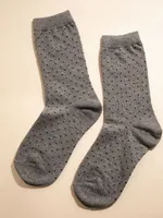 Fine Dot Crew Socks