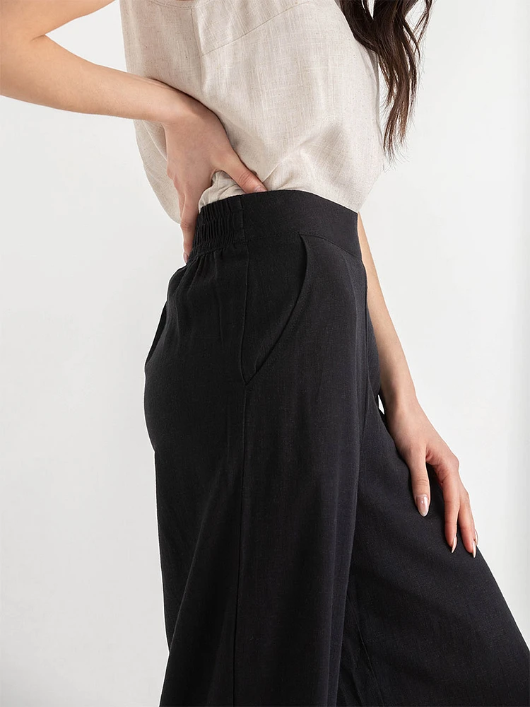 Viscose Linen Wide Crop Pant