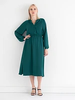 Long Sleeve Midi Henley Dress