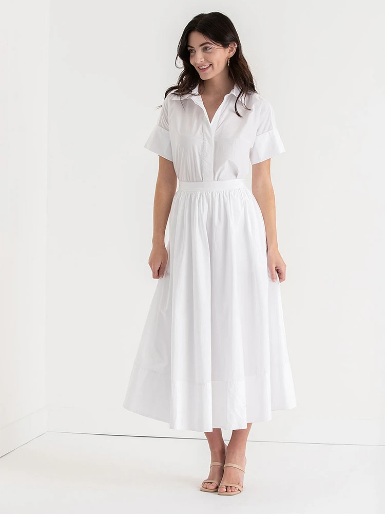 Short Sleeve Collared Poplin Shirt