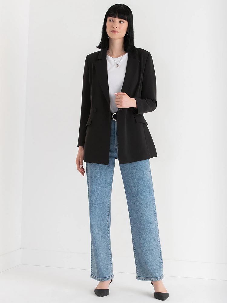 Crepe Double Breasted Relaxed Blazer