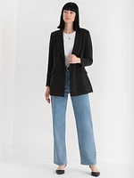 Crepe Double Breasted Relaxed Blazer