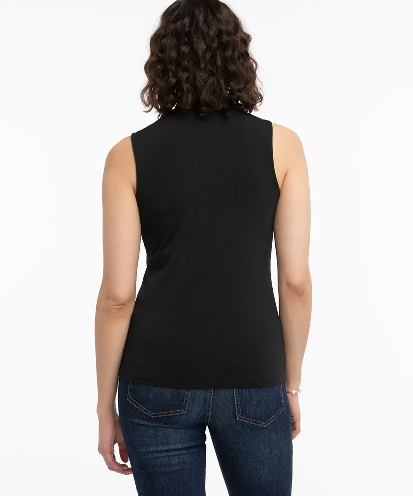 Eco-Friendly Sleeveless Mock Neck Cutout Top