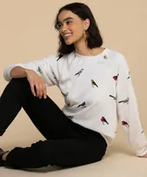 Raglan Sweatshirt with Bird Print