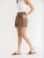 Belted Short Scuba Crepe