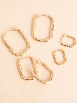 Trio Pack 14K Gold Squoval Earrings