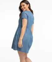 Chambray Puff Sleeve Dress