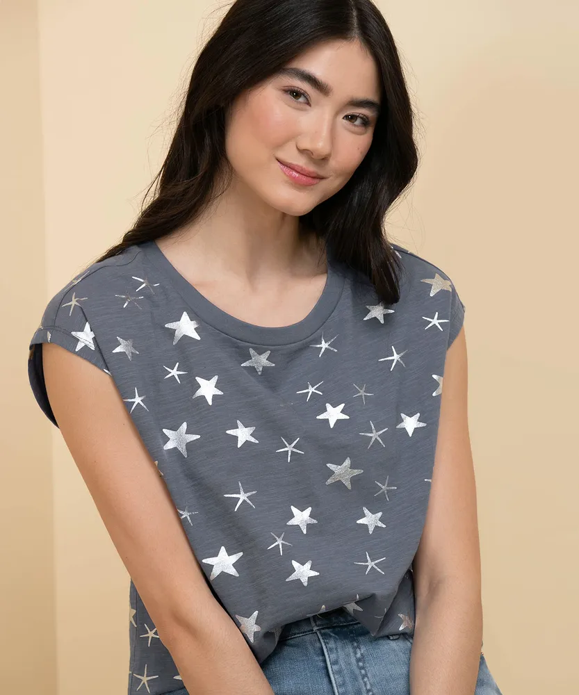 Extend Sleeve Rib-Trim T-Shirt