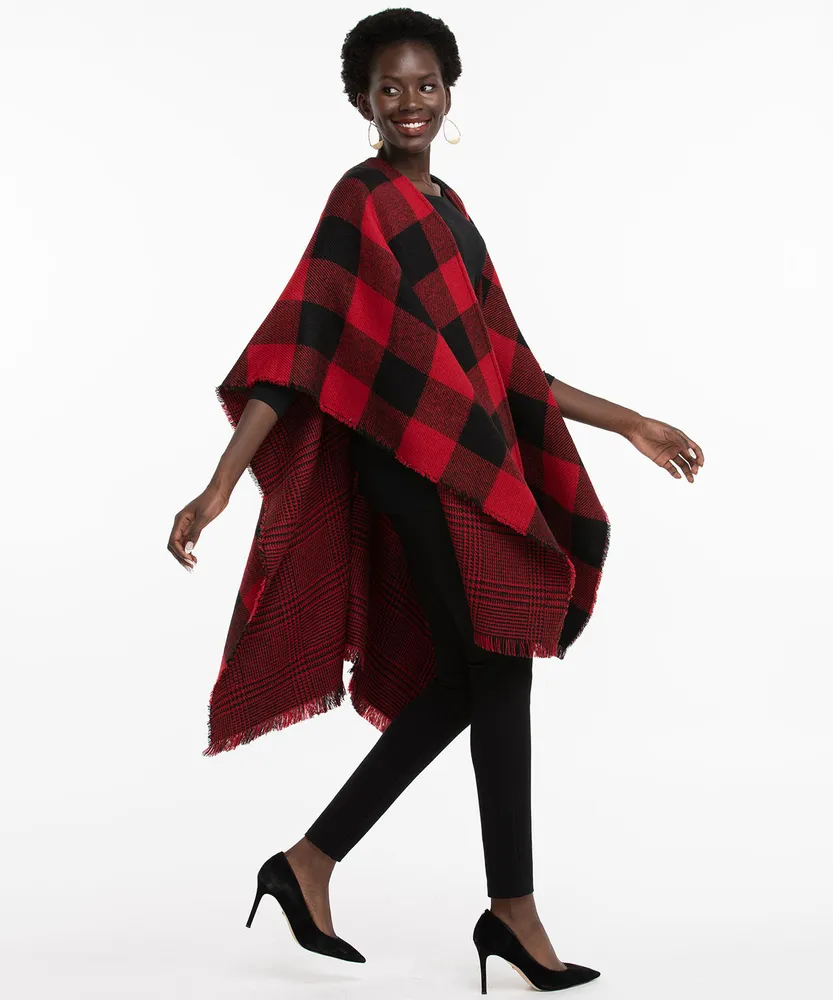 Buffalo Plaid Reversible Ruana