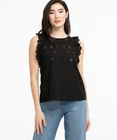 Eyelet Button Back Blouse