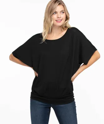 Extended Sleeve Banded Bottom Top