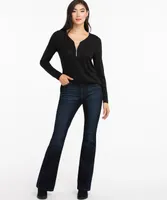 Long Sleeve Zip Front Hacci Top