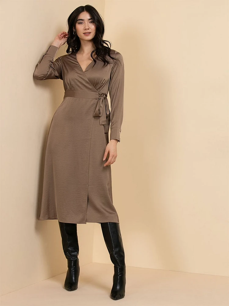 Satin Real Wrap Dress