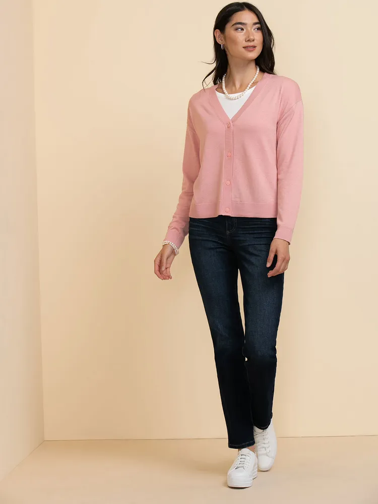Button-Up Cashmere-Blend Cardigan Sweater