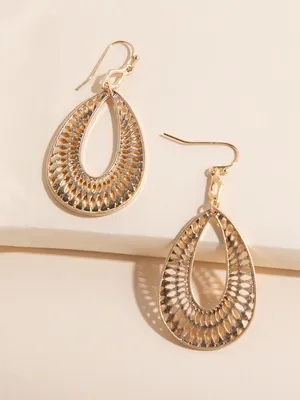 Gold Teardrop Design Earrings