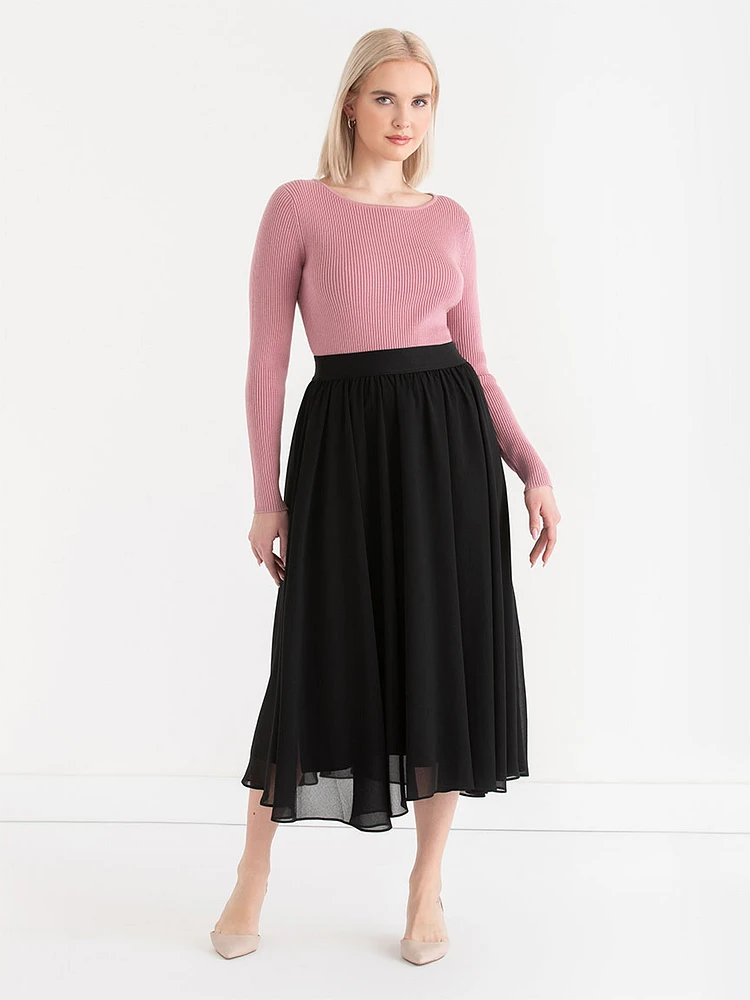 Chiffon A-Line Midi Skirt