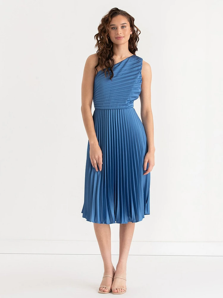 One Shoulder Pleated Dress