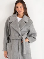 Double Faced Wool Wrap Coat