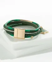 Green Plaid Snap Bracelet