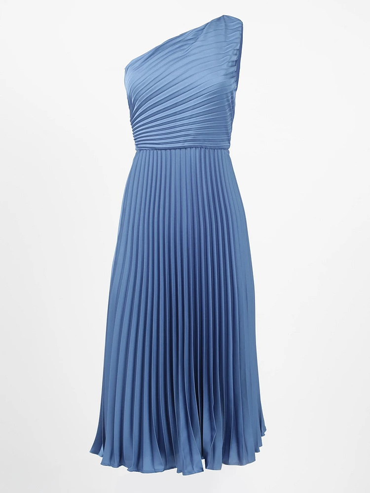 One Shoulder Pleated Dress