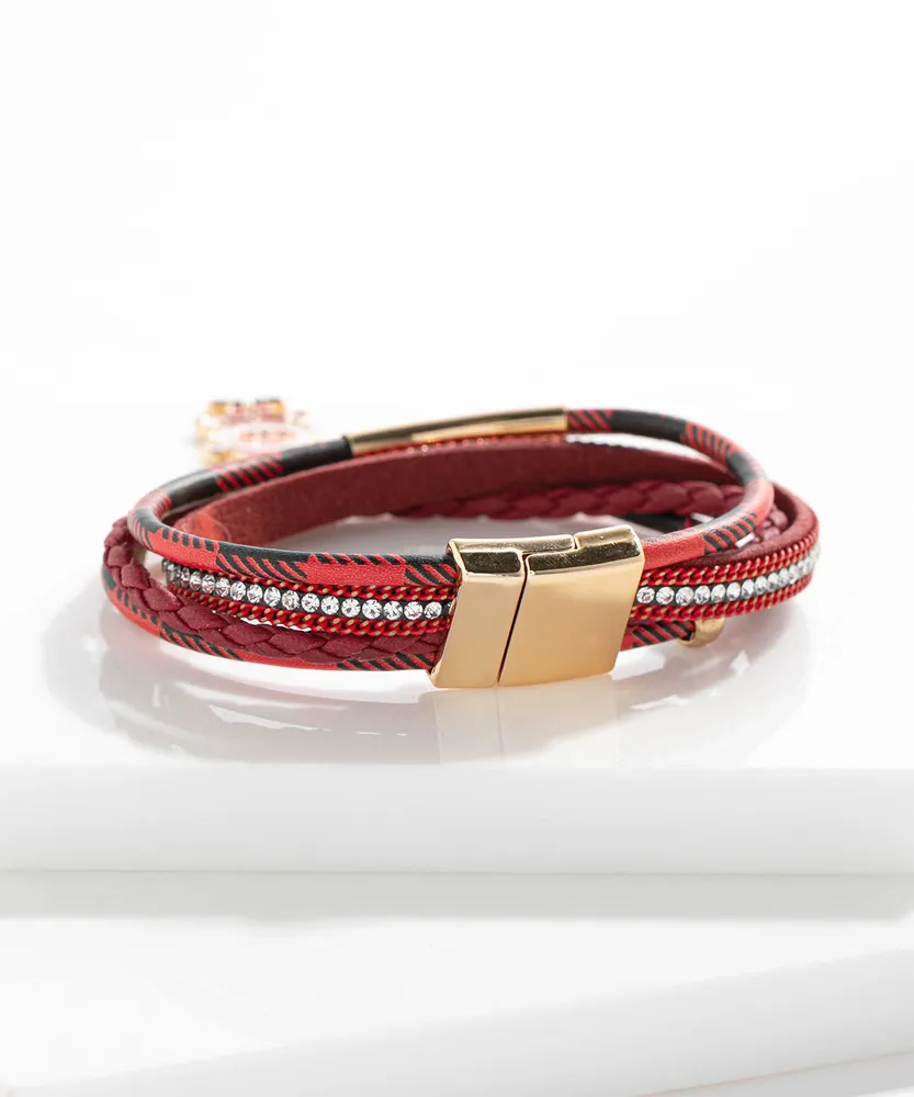Red Plaid Snap Bracelet
