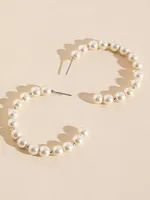 Glass Pearl Hoop Earrings