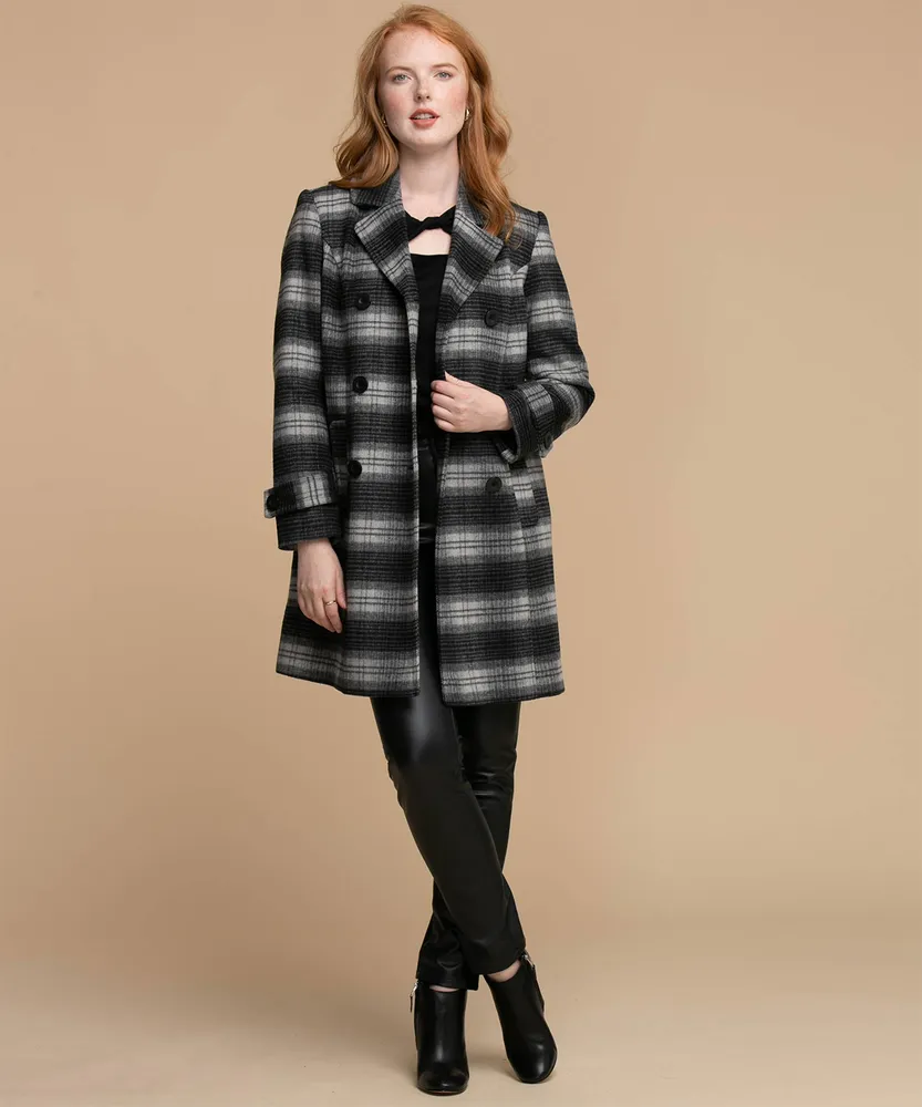 Double Breasted Wool Blend Coat