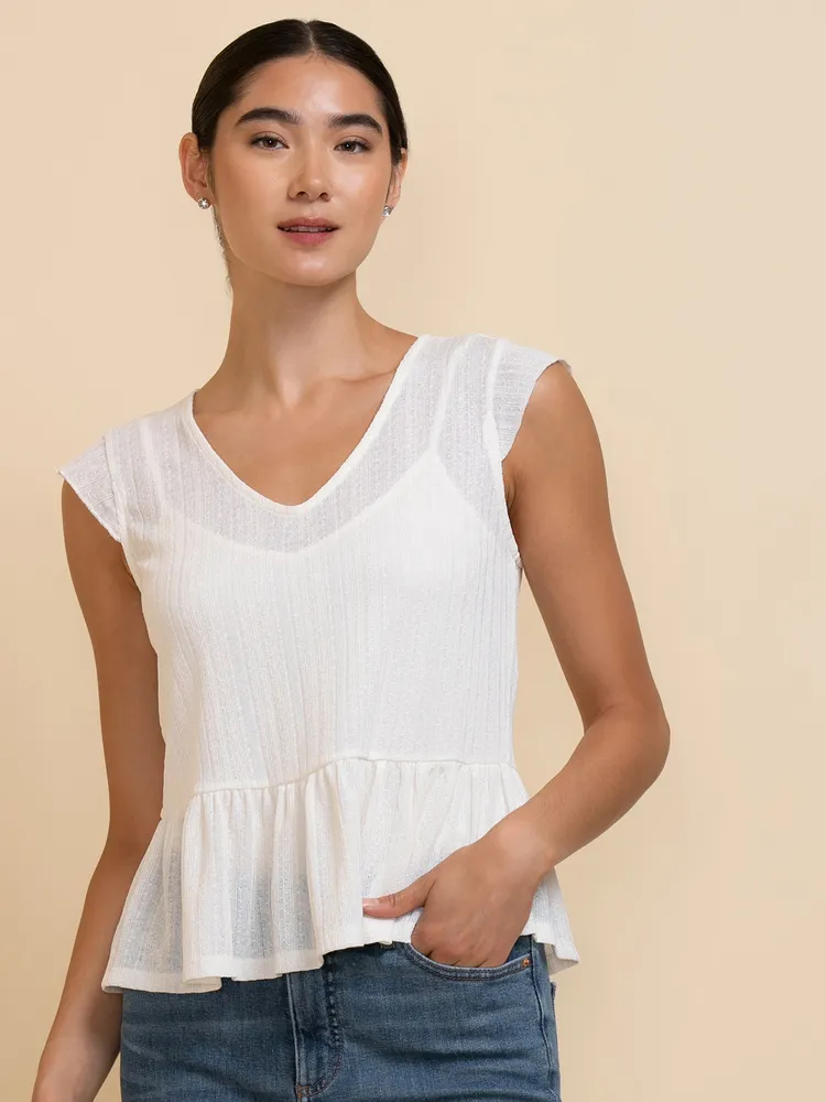 Short Sleeve Peplum Top with Tank