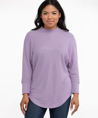 Ribbed Mock Neck Tunic Top