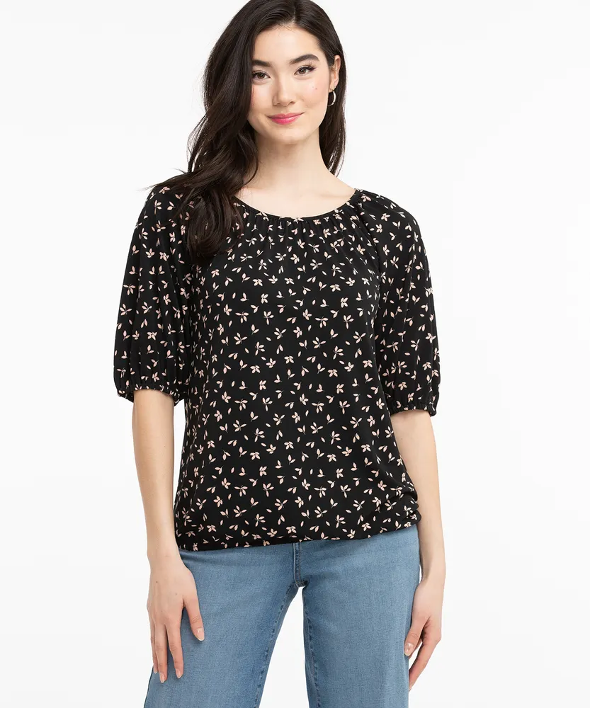 Printed Elbow Sleeve Top