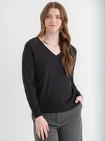 Long Sleeve Cashmere-Blend V-Neck Sweater