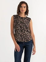 Sleeveless Blouse with Shoulder Trim