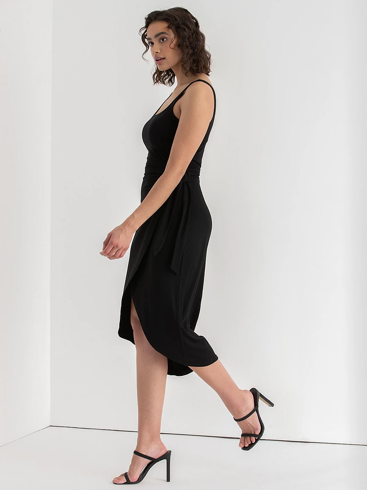 Square Neck Sleeveless Side Tie Dress