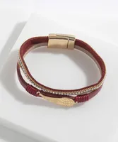 Glittering Red Snap Bracelet with Wing Detail